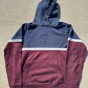 American Eagle Outfitters Navy and Burgundy Hoodie